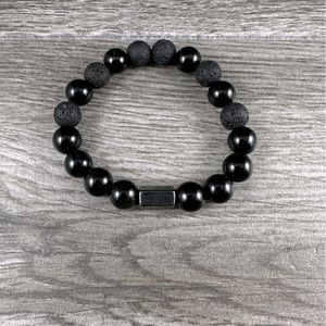 Mens Modern 8mm Black Onyx & Lava bracelet (wristwear).
